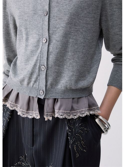 Cardigan in lana con dettaglio lingerie LIU JO | WF6034MA16R/02050